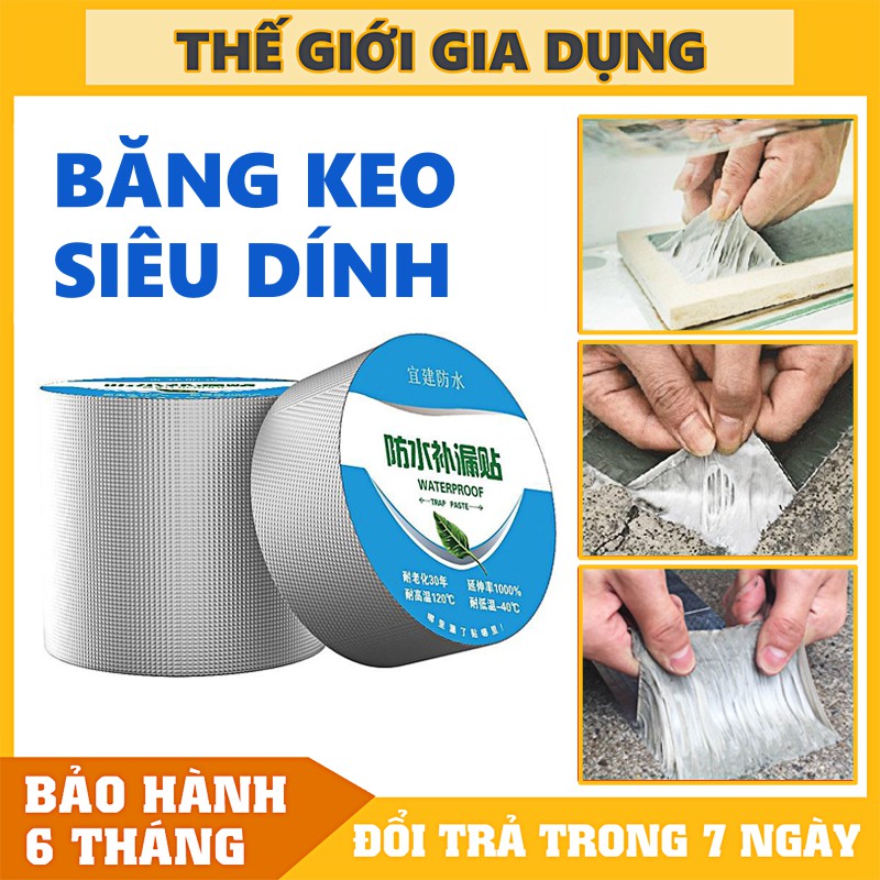 5 MÉT Băng Keo Siêu Dính Đa Năng, Chống Thấm Cho Tường, Trần Nhà, Mái Tôn, Ống Nước Chính Hãng Nhật Bản