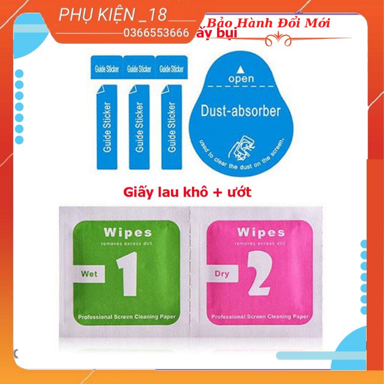 Bộ giấy lau ướt / khô  + Stick hút bụi hỗ trợ dán màn hình điện thoại. Deal 1k