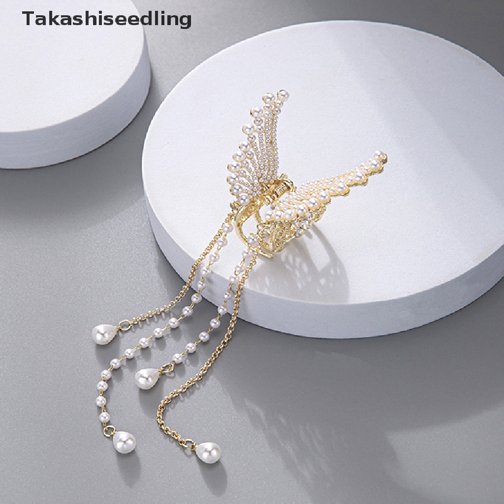 (Takashiseling) Kẹp Tóc Hình Bướm Đính Ngọc Trai Thời Trang Ngọt Ngào Cho Nữ Bán Chạy