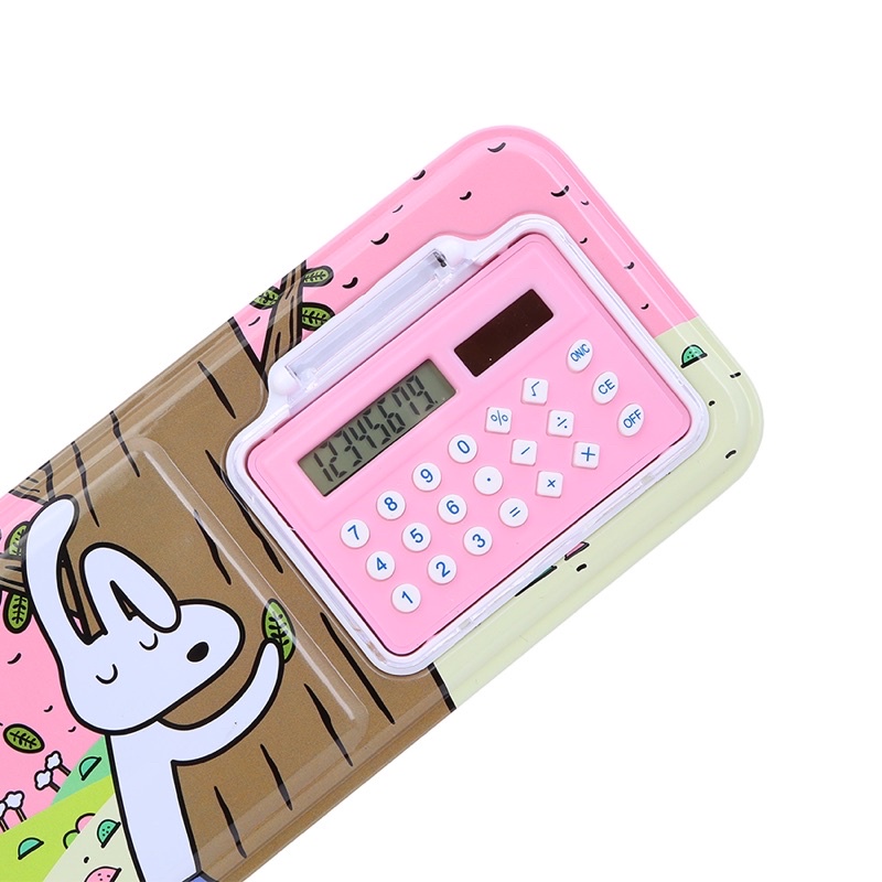 Hộp sắt đựng bút hình cute có máy tính