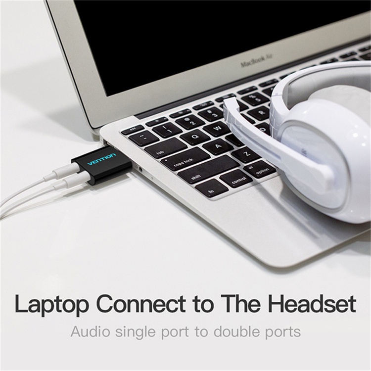Vention Đầu chuyển cổng kết nối  giao diện USB sang 2 giắc âm thanh cho máy tính