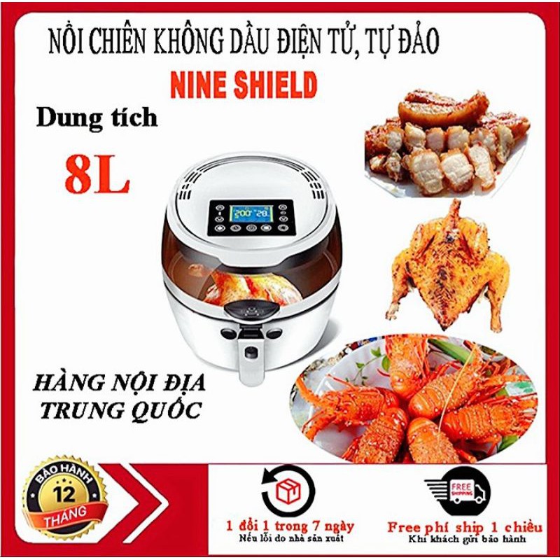 nồi chiên không dầu 8L nine shield