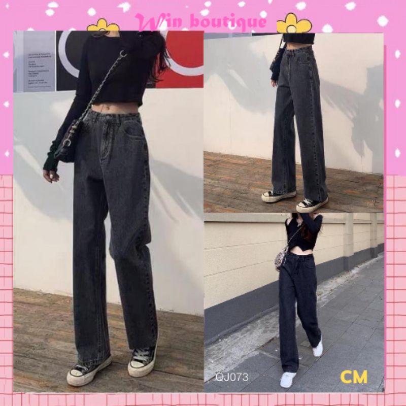 Quần bò ống rộng nữ RETRO NHẠT cạo cao hot trend win boutique