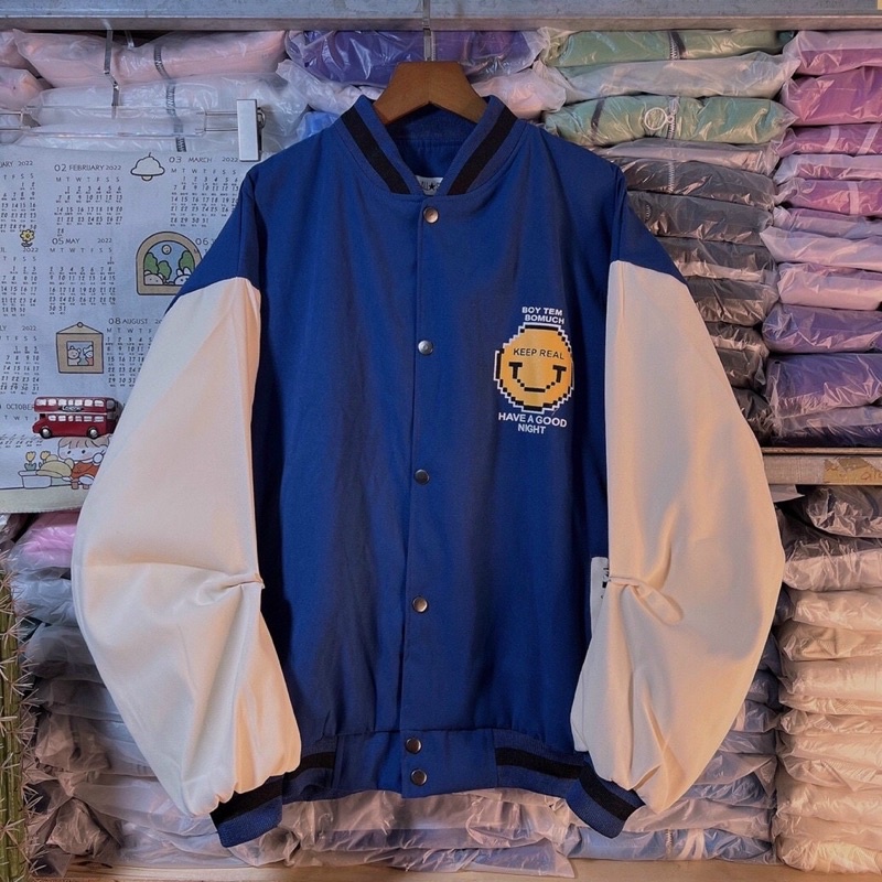 Áo khoác bóng chày bomber kaki da lộn 2 lớp unisex ulzzang nam nữ
