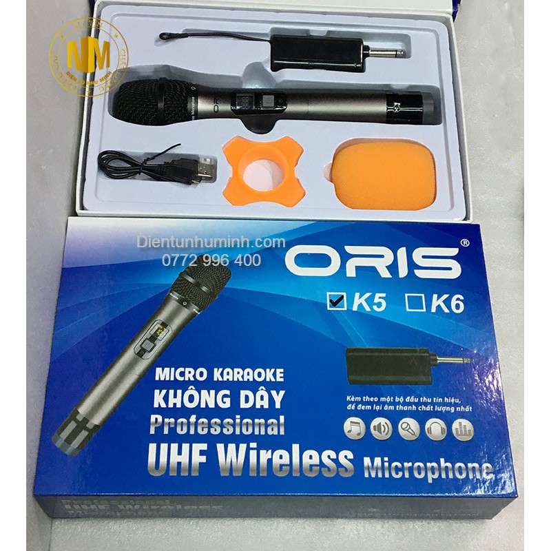 Micro không dây UHF Wireless ORIS K5 Xám Đen