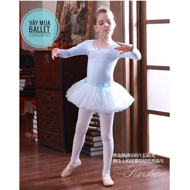 Ballet Váy múa balleria dài tay xanh