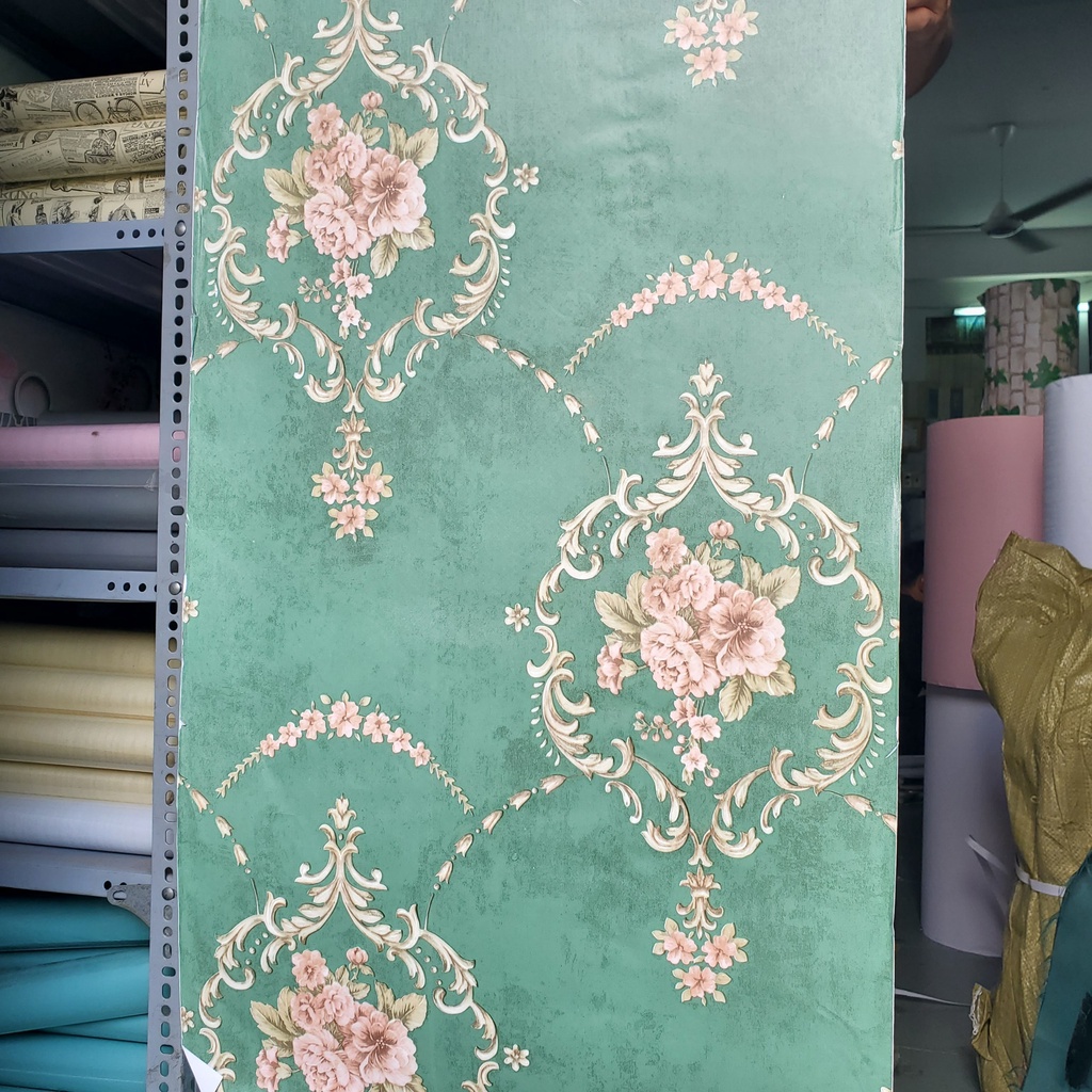 Decal giấy dán tường CHÂU ÂU XANH LÁ MỚI khổ 45cm keo sẵn