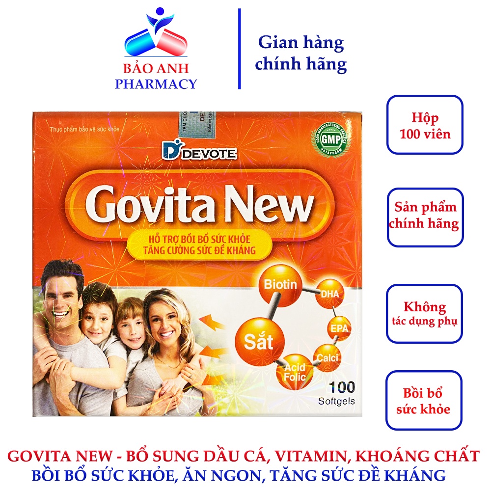 Viên uống bồi bổ sức khỏe GOVITA NEW – Bổ sung đầy đủ Vitamin, Khoáng chất và Dầu cá, tăng cường sức đề kháng, ăn ngon