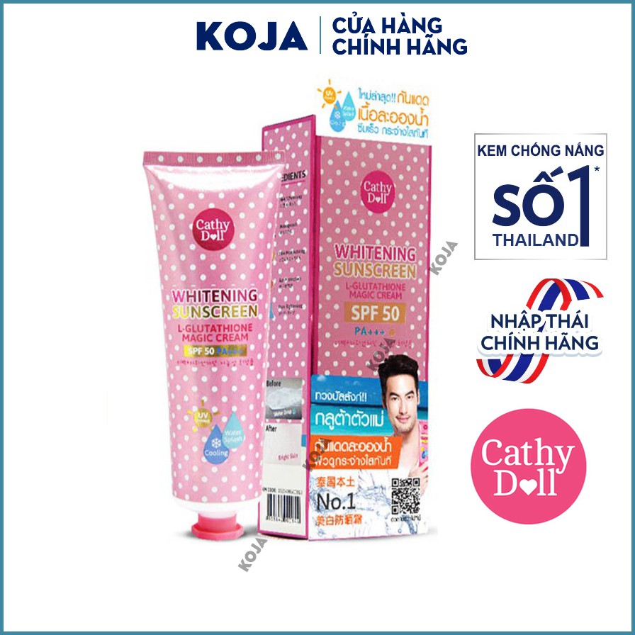 Kem Chống Nắng Dưỡng Trắng Da Cathy Doll L- Glutathione Magic Cream SPF50 PA+++ 138ml