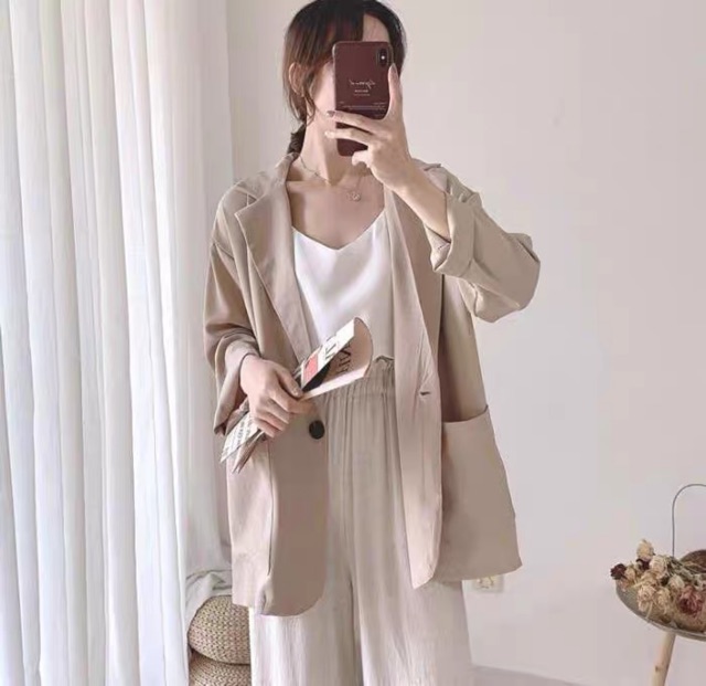 Áo Blazer Trơn Vintage Áo Vest Phong Cách Hàn Quốc Thời Trang Cho Nữ MS1856 | BigBuy360 - bigbuy360.vn