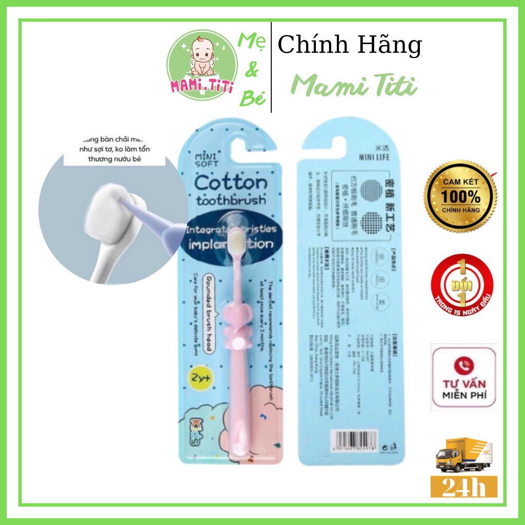 Bàn chải đánh răng trẻ em, Chất Liệu Sợi Lông Siêu 3 màu Hông, Xanh, Vàng  - MAMITIT