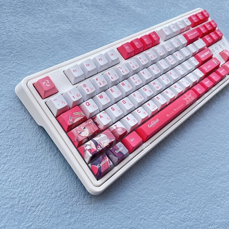 Yae Miko Keycaps Cherry Profile Genshin Impact Keycaps PBT Thuốc nhuộm thăng hoa Bàn phím cơ Keycaps Anime Keycaps 133 Phím