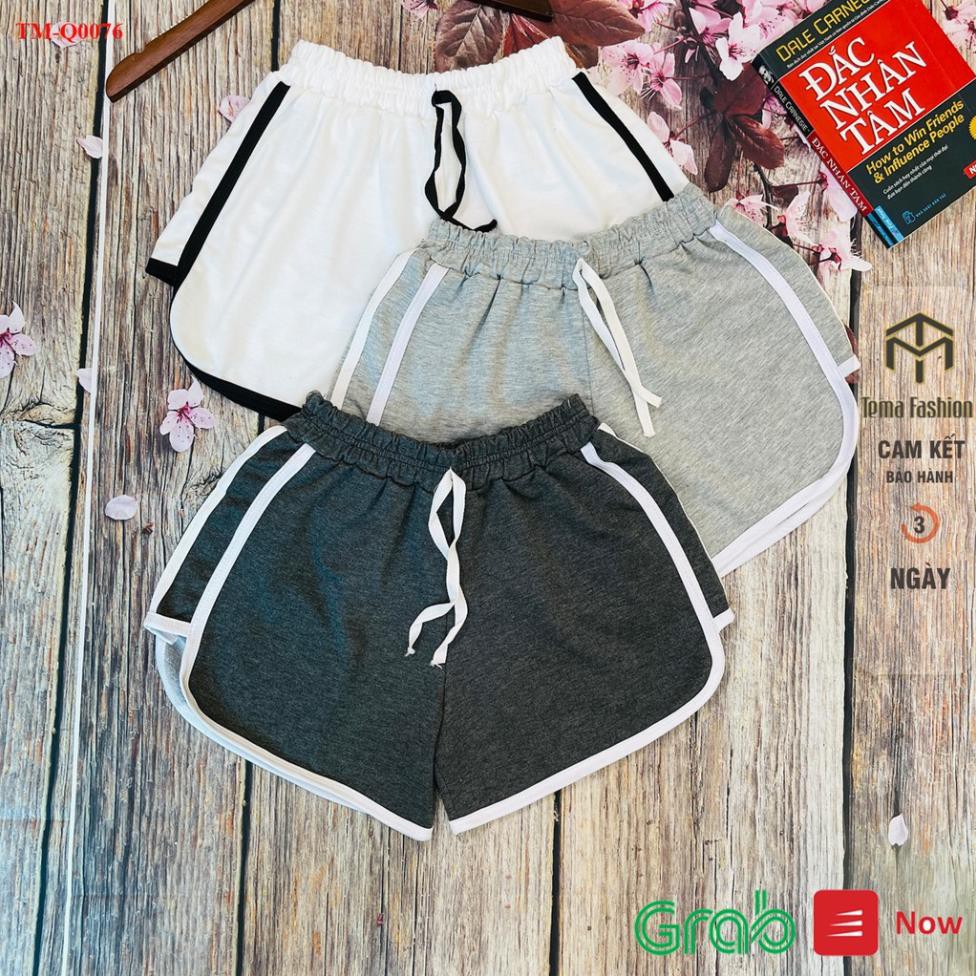 Quần đùi nữ MIA 1992 cao cấp - Quần short nữ Umi da cá cạp chun lưng cao viền kẻ sọc bắt mắt