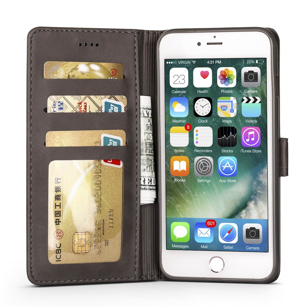 Bao da điện thoại nắp gập màu trơn cho iPhone 5/5s/se/6/6s/6s+/7/7+/8/8+/X/Xs Max/XR se2020 | BigBuy360 - bigbuy360.vn
