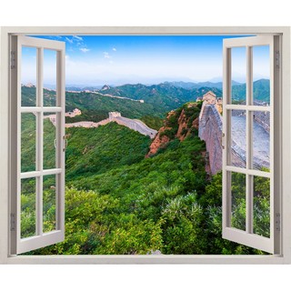 Tranh dán tường cửa sổ 3D Vạn Lý Trường Thành VTC VT0065 kim sa
