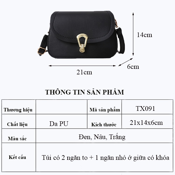 Túi Xách Nữ Đẹp, Đeo Chéo, Đeo Vai, Kẹp Nách Khóa Giọt Lê Cao Cấp Đi Làm, Đi Chơi Tx091