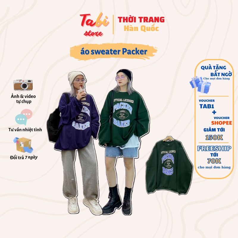 Áo Sweater Nỉ Bông TABI Dáng Rộng Cotton Mịn Unisex Dưới 70kg - Packer Baker