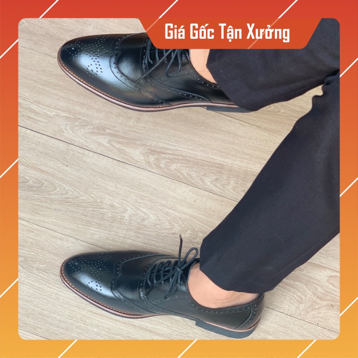 Giày Oxfords cao cấp, giầy tây nam dập vân,đế cao su khâu xung quanh mặt đế,BH 12 tháng