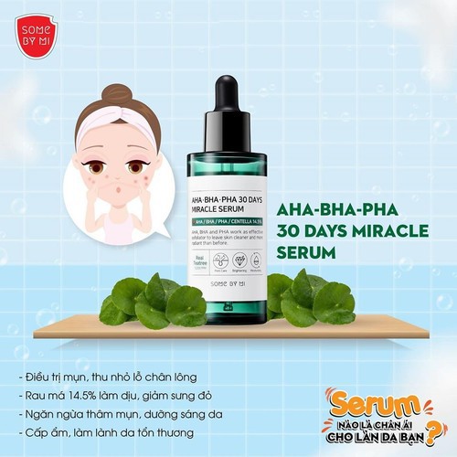 Bộ 4 Sản Phẩm Chăm Sóc Da Mụn Some By Mi AHA-BHA-PHA 30 Days Miracle (Sửa rửa mặt Bye Bye  + Toner + Serum + Kem)