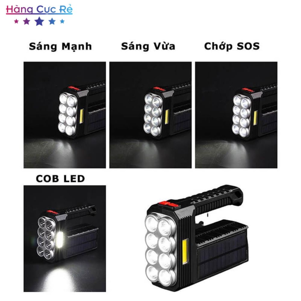 Đèn pin cầm tay siêu sáng W5117, 8 bóng Led, chiếu xa 100m, pin sạc, 4 chế độ sáng có COB – Shop Hàng Cực Rẻ