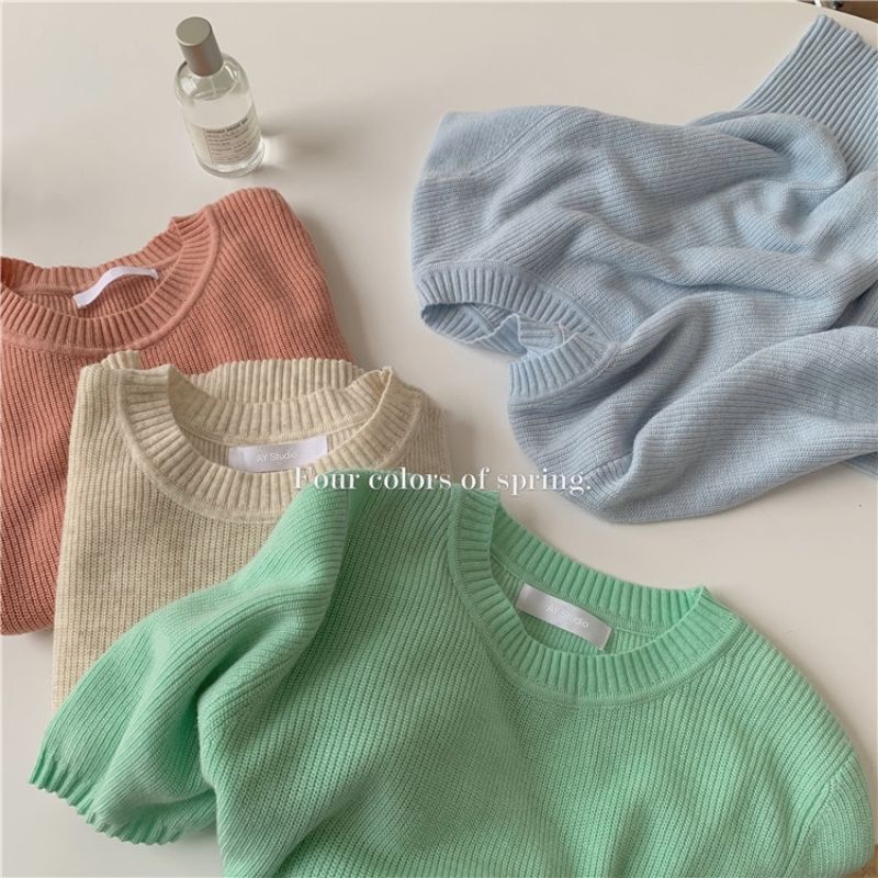 ÁO LEN MỎNG TAY NGẮN FORM CROPTOP HÀNG QUẢNG CHÂU