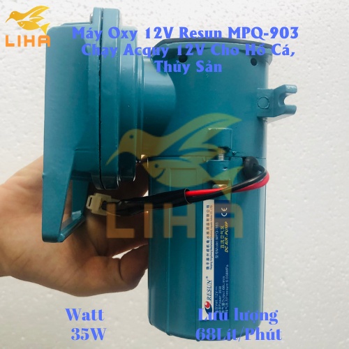 Máy Oxy 12V Resun MPQ-903 (35W-68Lít/Phút) - Máy Oxi Chạy Acquy 12V Cho Hồ Cá, Thủy Sản