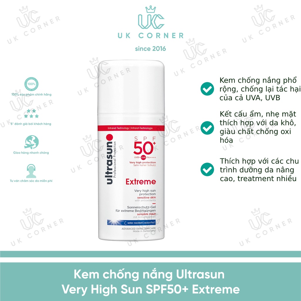 Kem chống nắng Ultrasun đỏ Ultrasun Very High Sun SPF50+ Extreme