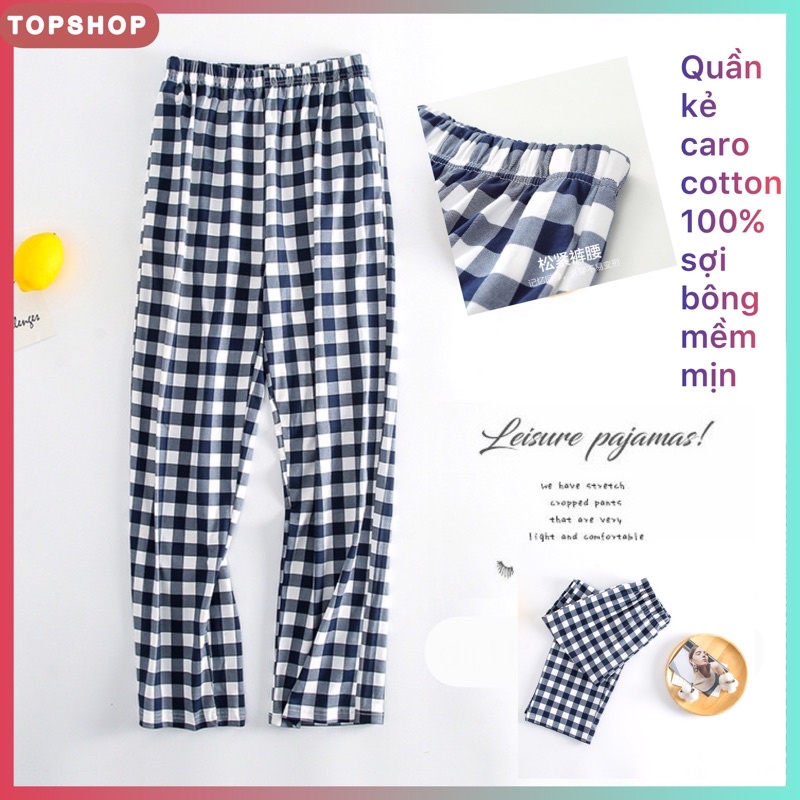 (SALE ) Quần kẻ caro cotton 100% siêu mềm mịn thiết kế đơn giản mà trẻ trung
