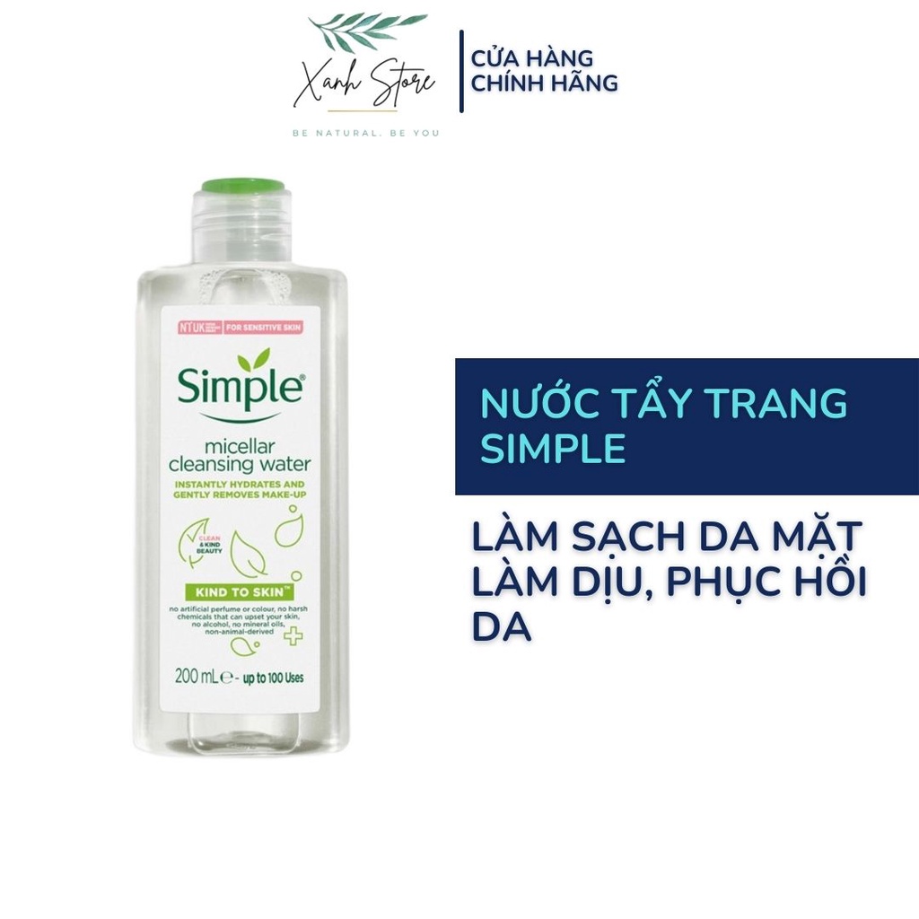 Nước Tẩy Trang Simple Micellar 200ml - Hàng Chính Hãng Làm Sạch Trang Điểm Vượt Trội | BigBuy360 - bigbuy360.vn