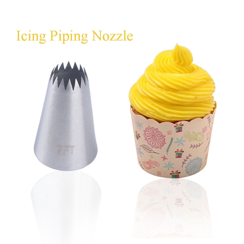 QINJUE #7FT Stainless Steel Kitchen Accessories Pastry Tips Cupcake Cookie Icing Piping Nozzles