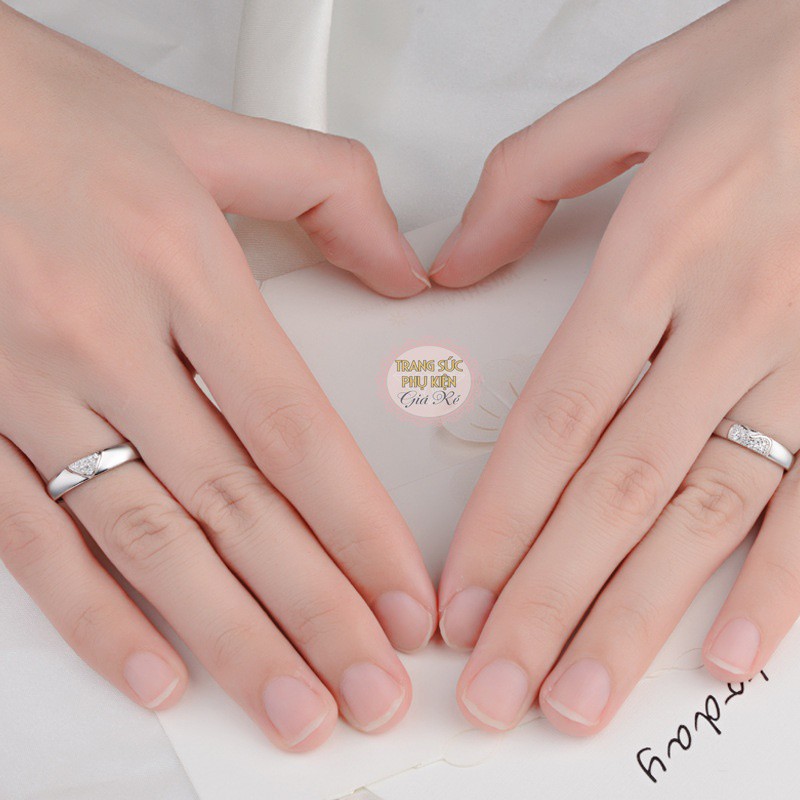 Nhẫn đôi nam nữ hình nửa trái tim ghép NC01