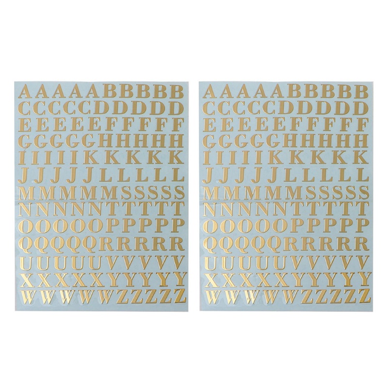 Set 2 Tờ Sticker 26 Chữ Cái / Số Bằng Kim Loại Dán Trang Trí