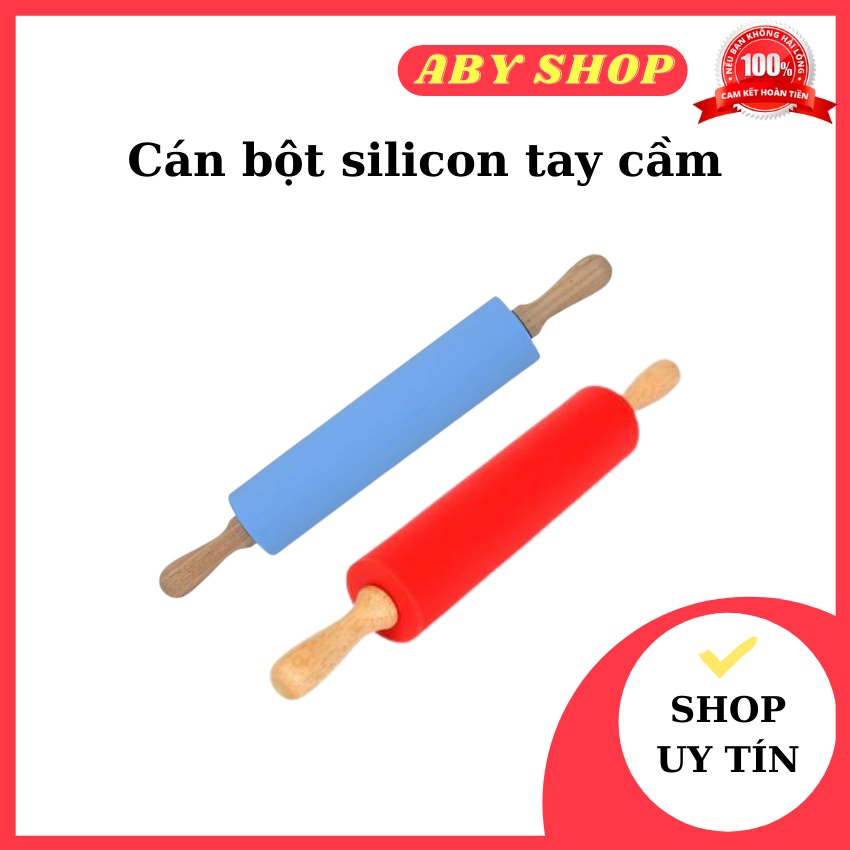 Cán bột silicon tay cầm ⚡ HÀNG CAO CẤP ⚡ cán lăn bột silicon giúp cho việc làm bánh thêm dễ dàng và hoàn hảo