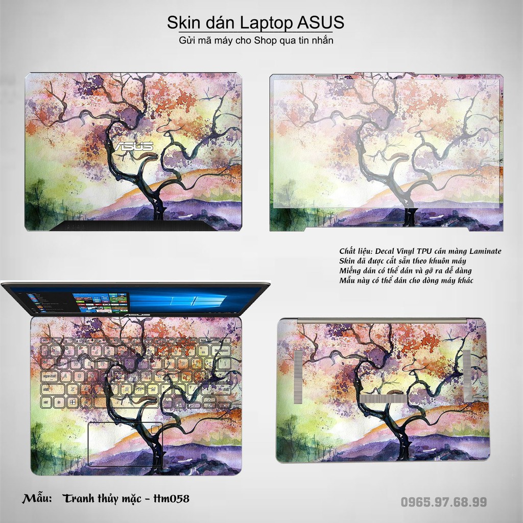 Skin dán Laptop Asus in hình Tranh thủy mặc nhiều mẫu 3 (inbox mã máy cho Shop)