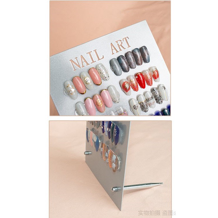 Bảng Trưng Bày Mẫu Móng Nghệ Thuật Nail Art Bằng Kim Loại Cao Cấp Trong Suốt Mẫu Mới Hot - Lẻ 1 Cái