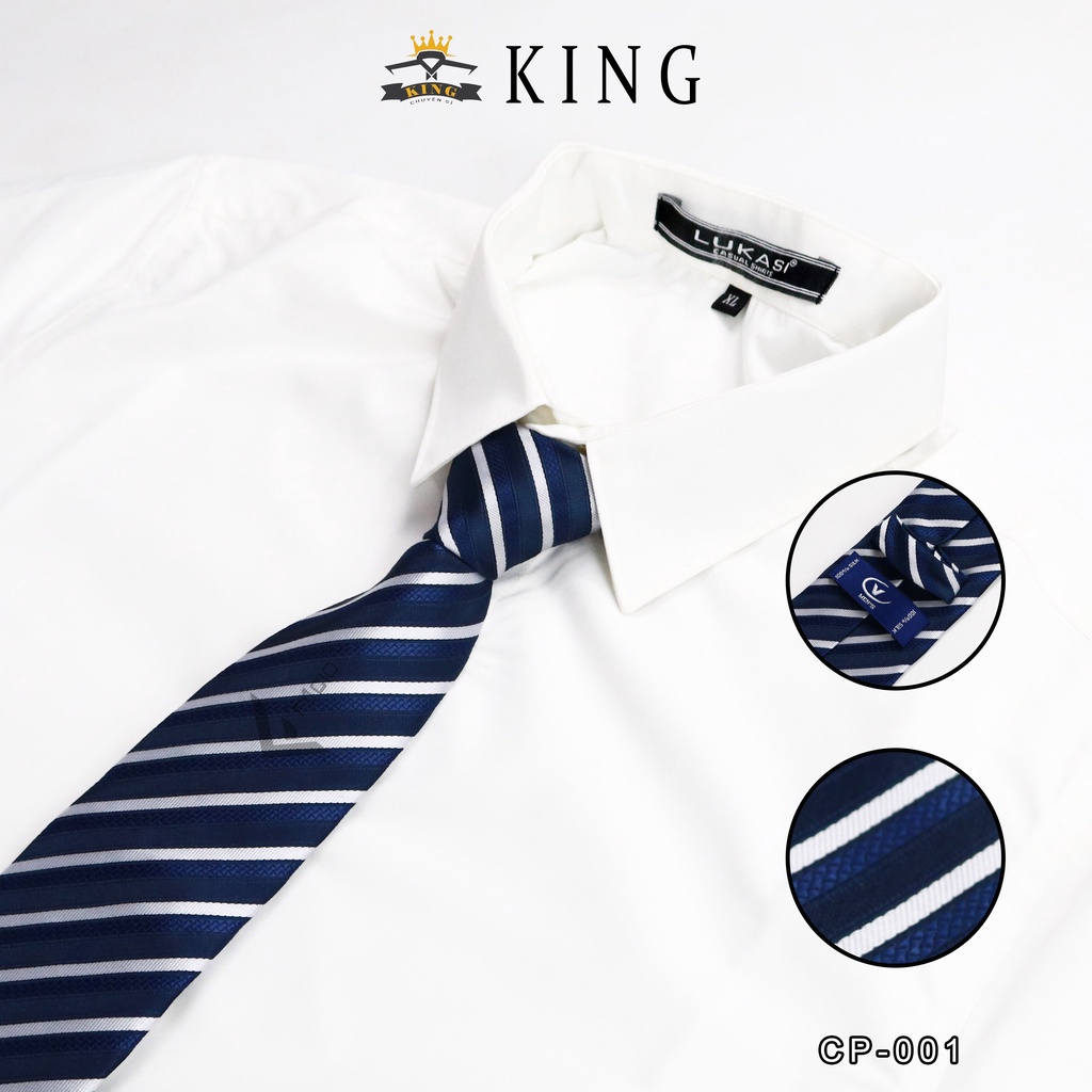 Cà vạt nam công sở bản 8cm KING caravat cao cấp vải silk lụa 100% họa tiết  8cm sọc 3 lớp đẹp giá rẻ C001