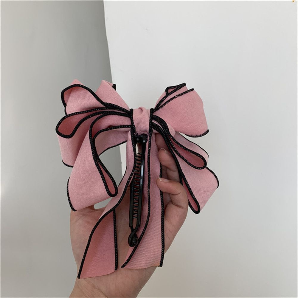 Kẹp tóc ruy băng thắt nơ đính ngọc trai xinh xắn cho nữ