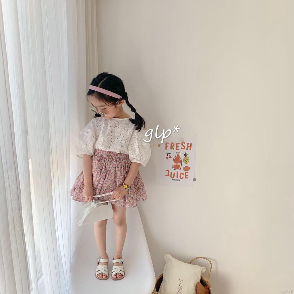 Set áo ngắn tay kèm chân váy in hoa cho bé gái