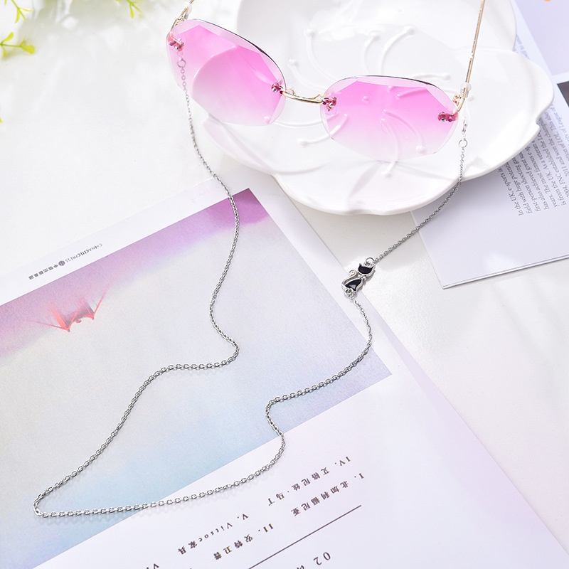 Korean fashion foreign trade cat mask anti-slip metal simple neck chain hanging mask chain