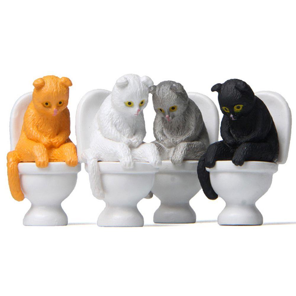 Đồ trang trí Mèo Ngồi Trên Toilet Trang Trí Sân Vườn