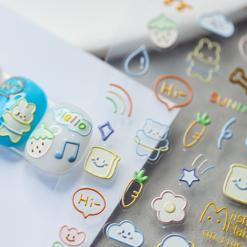 Miếng Dán Trang Trí Móng Tay Họa Tiết Dập Nổi