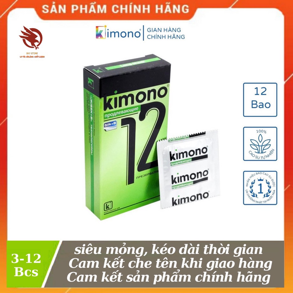 [ CHÍNH HÃNG ] - Bao cao su Kimono siêu mỏng chỉ 0,03 mm , kéo dài thời gian quan hệ  - Hộp 3-12 cái