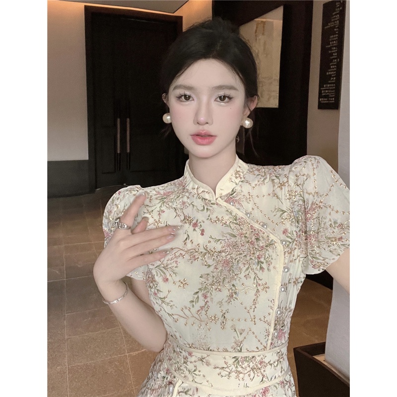 Jane Sườn xám dự tiệc cách tân thêu hoa Vintage kết hợp hiện đại sang trọng ẢNH THẬT CUỐI