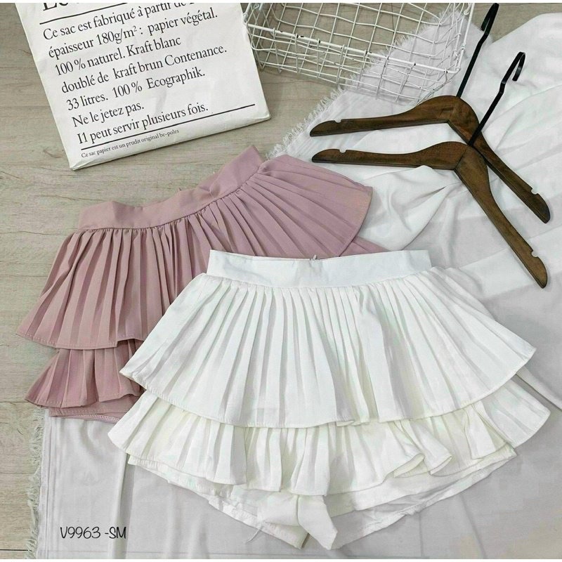 CHÂN VÁY XẾP LY 2 TẦNG CHỐNG NHĂN SIÊU RẺ CÓ QUẦN TRONG