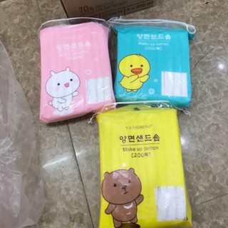 Bông tẩy trang 200 MIẾNG gấu-vịt-thỏ 100% cotton