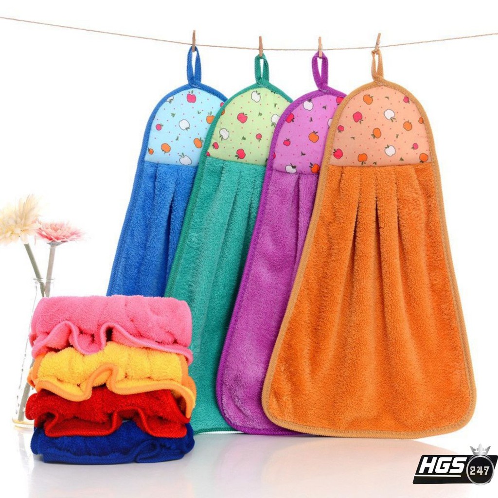 Khăn Lau Bếp Đa Năng - KHĂN LAU TAY COTTON siêu thấm mịn có móc treo