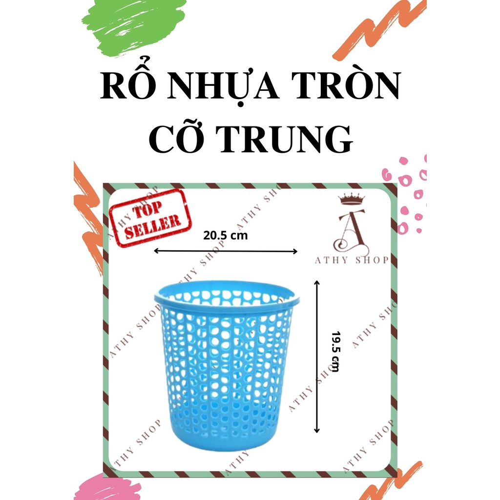 SỌT NHỰA TRÒN CỠ TRUNG, rổ chứa đồ đựng rác văn phòng để bàn làm việc tiện lợi, thùng rác mini loại tốt Tân Lập Thành