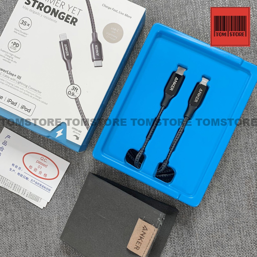 Cáp Anker Powerline+ III USB C to lightning A8842(0.9m)/ A8843(1.8m) sạc nhanh 18w chuẩn MFI hỗ trợ truyền dữ liệu