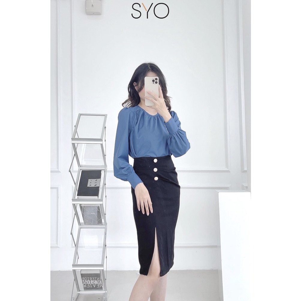 Áo sơ mi suông vai nhún SYO A1018