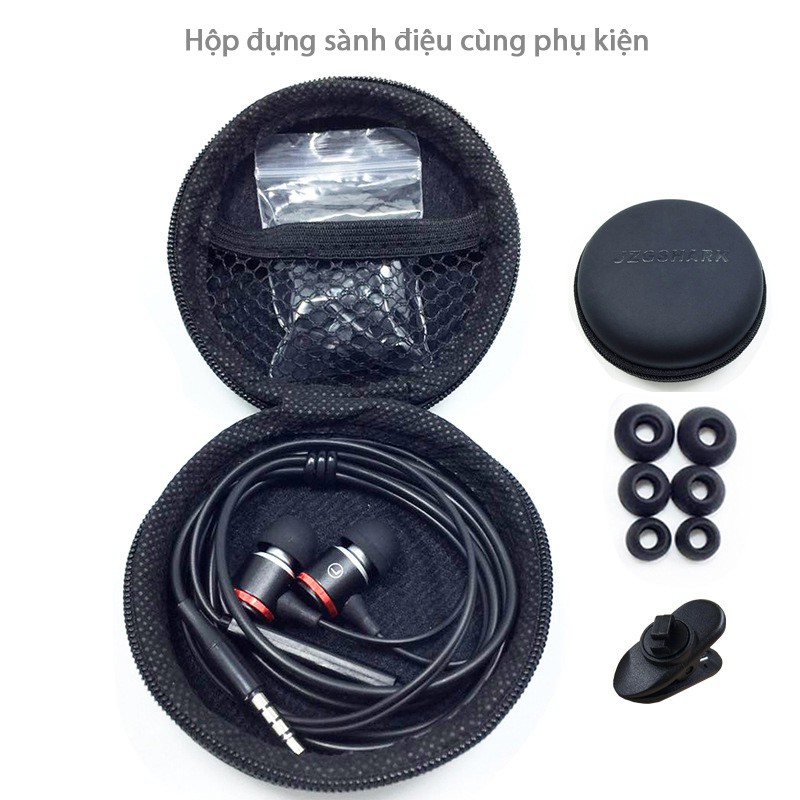 Tai nghe siêu trầm Extra Bass E3 JZG SHARK có MIC kèm hộp đựng thời trang